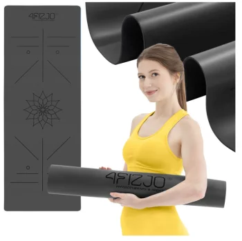 4Fizjo 1185 PU Rubber Yoga Mat 4 mm, Black