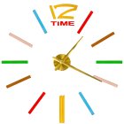 DIY Frameless Wall Clock 100-120 cm with 3D Numbers and Gold Hands, Multi-Color