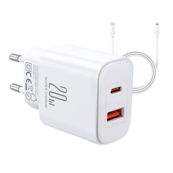 Joyroom JR-TCF05 Flash 20W Mains Charger with USB-C to Lightning Cable (White)