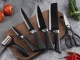 6-Piece Kitchen Knife Set with Scissors and Peeler, Stainless Steel, Black