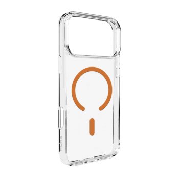 Puro Lite Mag TPU+PC Case Compatible with MagSafe iPhone 17 Pro - Transparent with Orange Ring