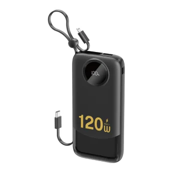 Dudao K13 10000mAh Power Bank with Built-in Cables, Black