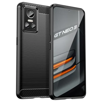 Dėklas Carbon Case telefonui Realme GT Neo 3, TPU, juodas