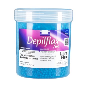 Professional Hard Wax Beads Depilflax 100 Low Melting Point 600g, Pearl Blue