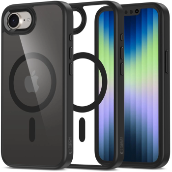 Apple iPhone 16e / SE (2025) 6.1'' Tech-Protect MagMat MagSafe Case Cover, Black Transparent