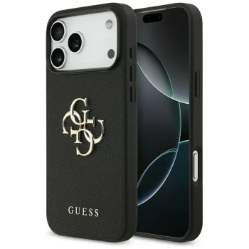 Guess iPhone 17 Pro Max Case Grained Big 4G & Classic Logo, Black