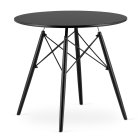 Round Dining Table 80cm Modern Kitchen Table with Beech Wood Legs, Black