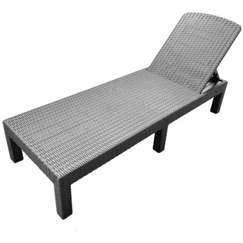 Gotel L65 Folding Garden and Beach Sun Lounger, Grey/Brown