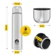 MOUNTAIN GOAT Travel Thermos Flask for Coffee and Tea 1 L, Silver
