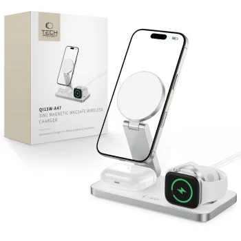Tech-Protect QI15W-A47 MagSafe 3-in-1 Wireless Charger, White