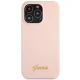Guess iPhone 13 Pro Max Case Silicone Script Gold Logo, Light Pink
