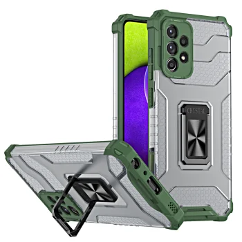 Crystal Ring Case Hybrid Cover for Samsung Galaxy A72 4G with Ring Kickstand, Green