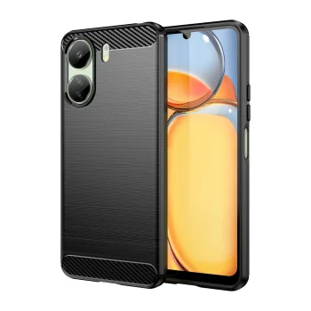 Carbon Case Silicone Cover for Xiaomi Redmi 13C, Black