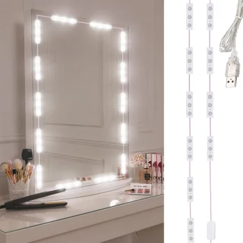 LED Vanity Mirror Lights for Makeup, 10 Pcs, USB, 3 Light Colors, White