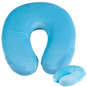 Travel Neck Pillow with Memory Foam, Blue