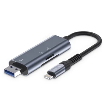 Tech-Protect UltraBoost SD/micro SD Card Reader Lightning / USB-A, Gray