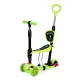 ECOTOYS 3-in-1 Kids Scooter with Seat and Light-Up LED Wheels, Green