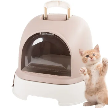Large Enclosed Cat Litter Box with Scoop and Sliding Tray