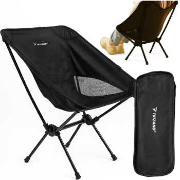 Trizand 25074 Lightweight Folding Camping Chair, 120 kg, Black