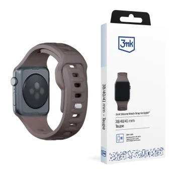3mk Silicone Watch Strap for Apple Watch 42 / 44 / 45 / 49 mm, Brown