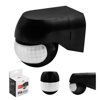 Maclean MCE623 B PIR Motion Sensor 12-24V DC, 180°, 12m, IP44, Black