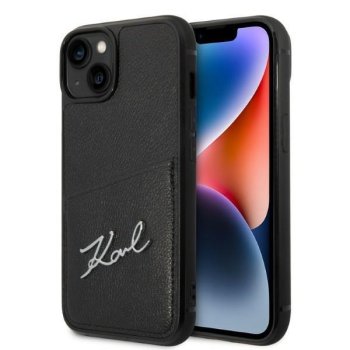 Apple iPhone 14 Plus 6.7" Karl Lagerfeld Signature Logo Cardslot Case Cover, Black