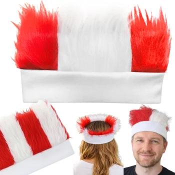 Fan Hair Headband, White and Red