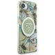 Guess IML Metal Glitter Flowers Triangle MagSafe Case for iPhone 16e - Green