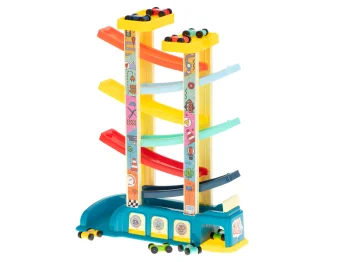Multi-level Car Track with Garage and 8 Cars