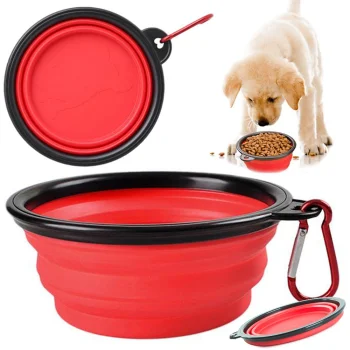 Foldable Silicone Pet Travel Bowl for Dogs and Cats 800ml, Red