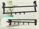 No-Drill Bathroom Towel Rack, 40 cm, 4 Hooks, Black