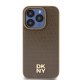 Apple iPhone 15 Pro 6.1\'\' DKNY Leather Monogram Pattern Metal Logo MagSafe Case Cover, Brown