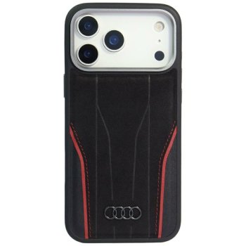 Audi R8 Genuine Leather MagSafe Phone Case Cover iPhone 17 Pro Max - Black and Red