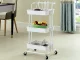 Mobile Storage Cart on Wheels, 3 Tiers, White