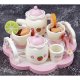 Kids Toy Tea Set Wooden Tableware Kit Pretend Play Accessories, 16 pcs
