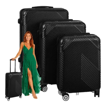 Trizand 3-in-1 ABS Luggage Set, Black