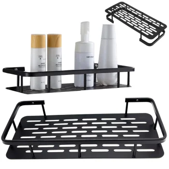 Hanging Metal Shelf for Bathroom and Kitchen Loft, Black