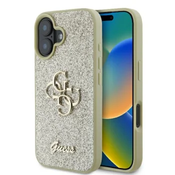 Guess Fixed Glitter Big 4G Case for iPhone 16 Plus Gold