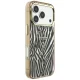 Guess IML Zebra Glitter Triangle Logo MagSafe Case for iPhone 17/18 Pro Max - Gold