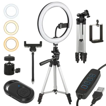 Maclean MCE610 LED Ring Light with Tripod, 10", 12W, Bluetooth