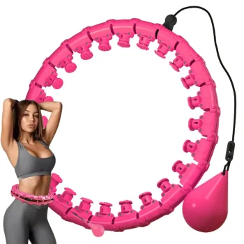 Adjustable Smart Hula Hoop with Weight and Massage Nodes, Pink