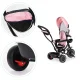 ECOTOYS 4-in-1 Toddler Tricycle with Rotating Seat and Push Handle, Pink