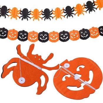 Decorative Garland Halloween Pumpkin/Spider Paper Long 3 Metres