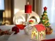 Wooden Hanging Christmas Lantern with LED Light, Snowman