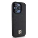 DKNY iPhone 15 Pro Case Leather Monogram Pattern Metal Logo MagSafe, Black