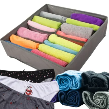 Clothes and Underwear Drawer Organizer, 8 Compartments, Grey