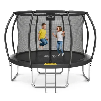 4FIZJO PRO Garden Trampoline 366 cm 12FT with Net and Ladder, Black