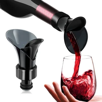 2-in-1 Bottle Pourer and Stopper, Black