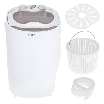 Adler AD 8055 Semi-automatic Portable Top Loading Washing Machine with Centrifuge and Drying 400 W, up to 3 kg
