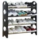 Shoe Rack, 4 Tiers, 12 Pairs Capacity, 64x55x18 cm, Black